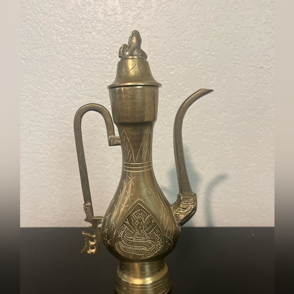 Antique Asian Brass Ewer/Pitcher 10"